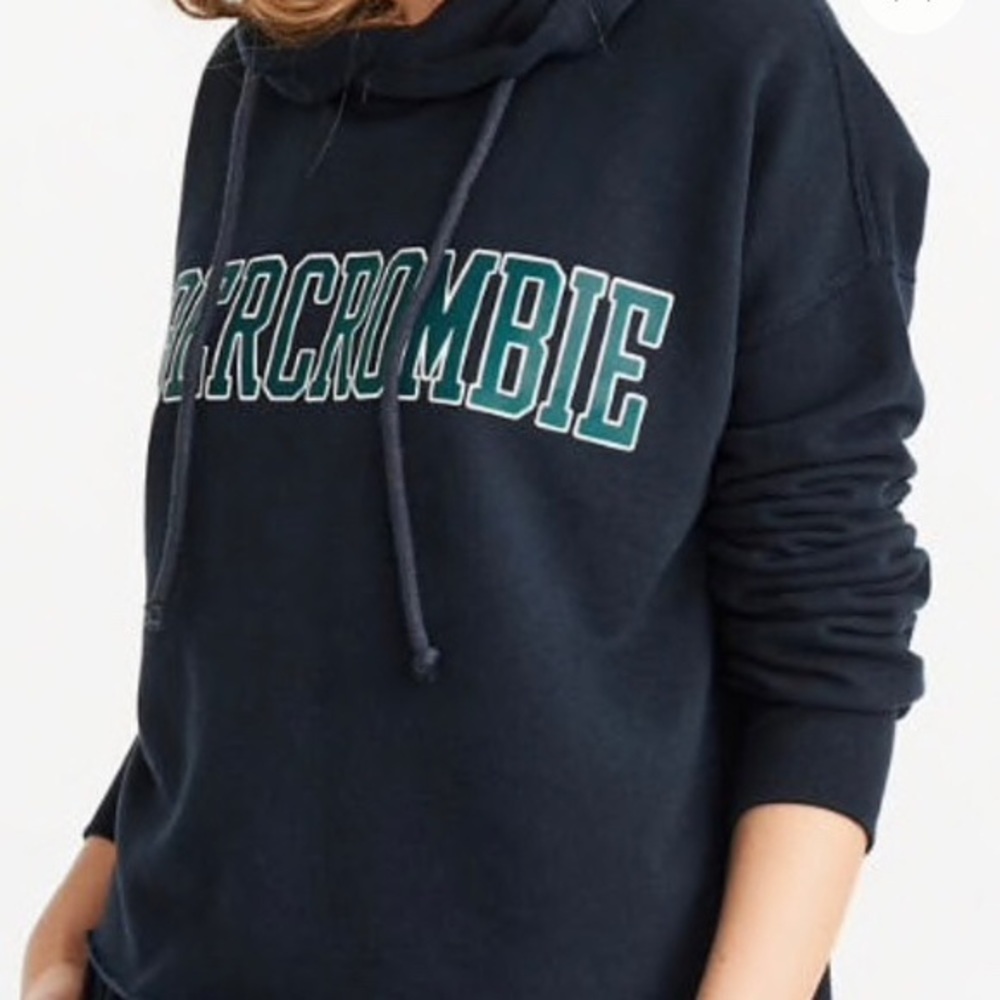 NWT Abercrombie & Fitch Navy Blue Cropped Hoodie